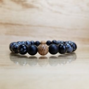 Snowflake Obsidian Gemstone Stretch Bracelet